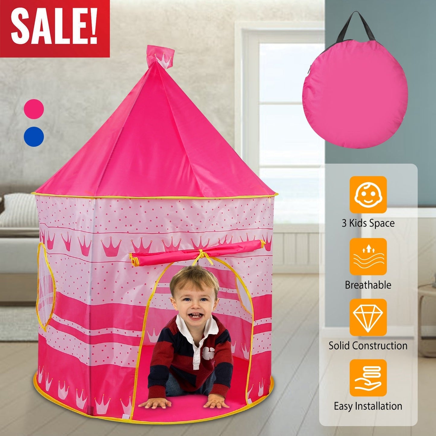 Kids Play Tent Foldable Pop Up Portable Playhouse
