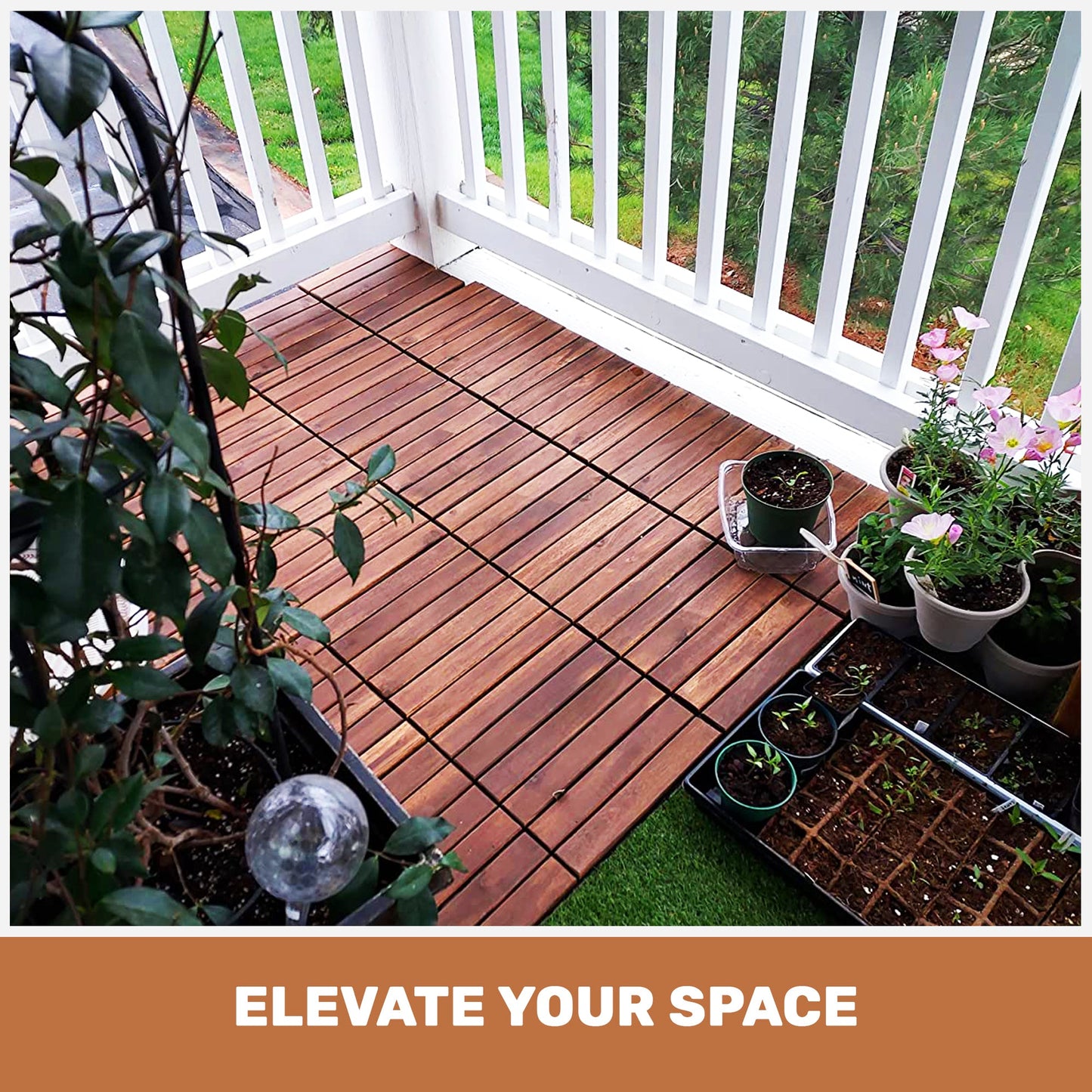 10 PCS Interlocking Deck Tiles Striped Pattern