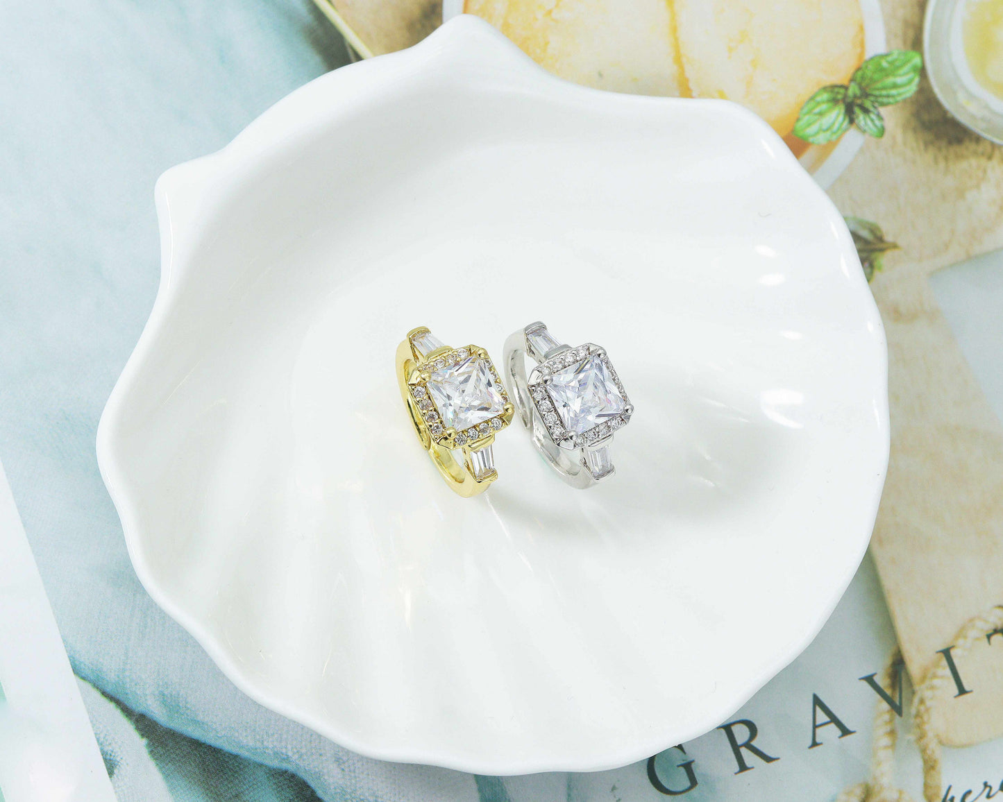 CZ Square Adjustable Ring, Sku#B171
