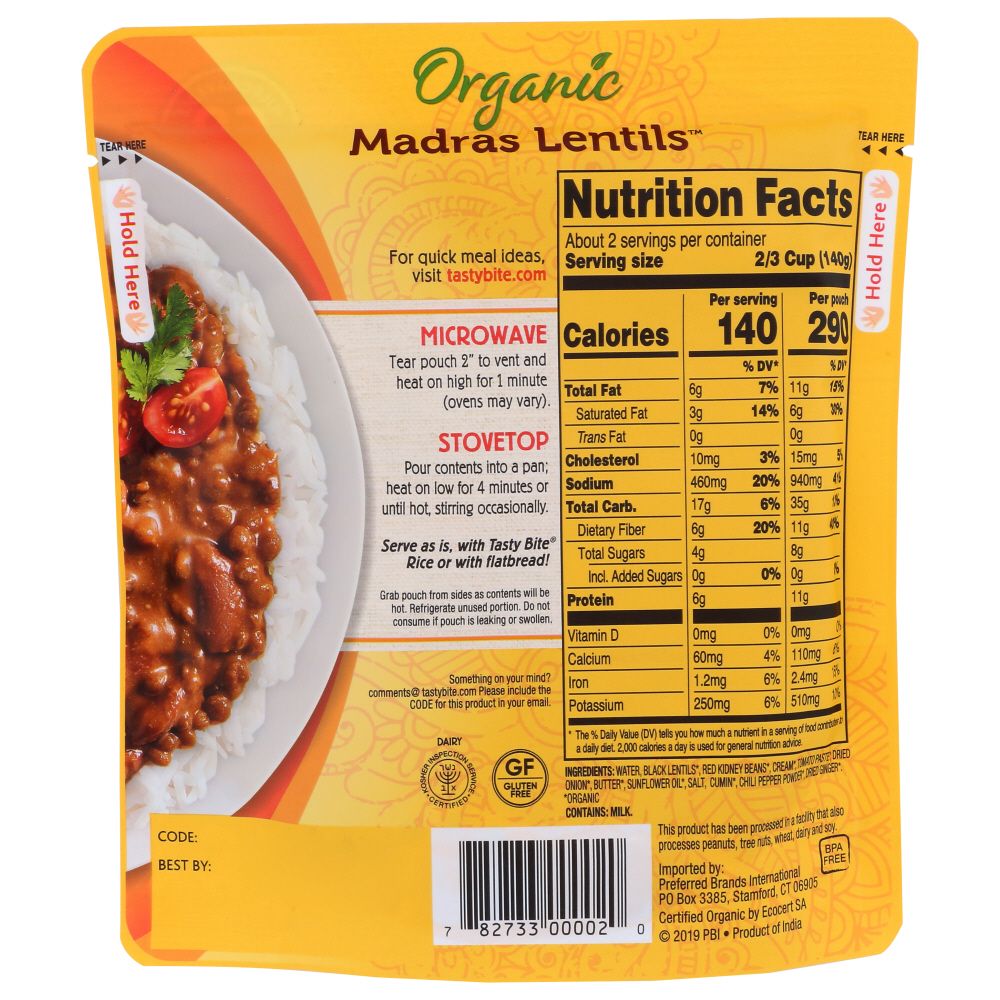 TASTY BITE: Madras Lentils, 10 oz