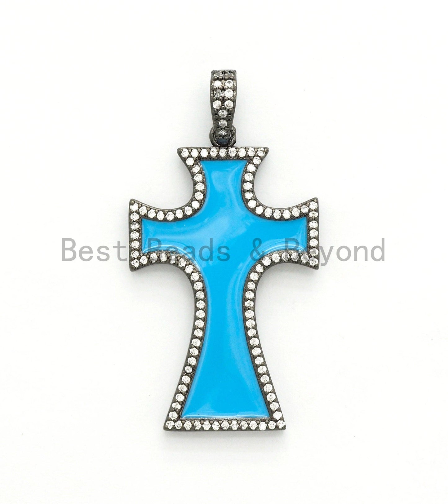 NEW DESIGN Pave CZ Enamel Colorful Oil Drop Cross Pendant, E