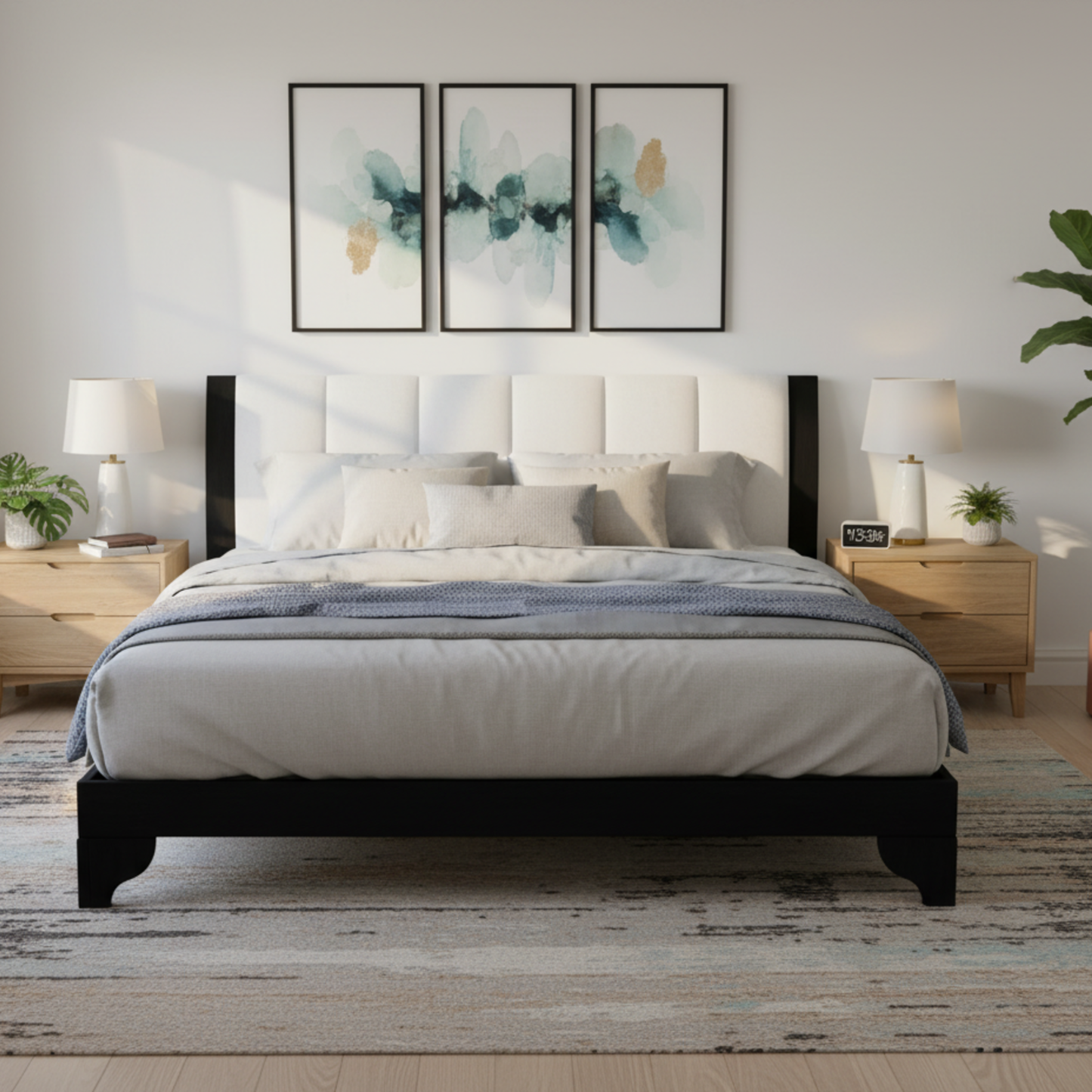 Queen Size Bed Frame in Black and White