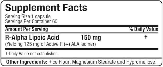 Allmax R-ALA (Alpha Lipoic Acid) 125mg, 60 Capsules