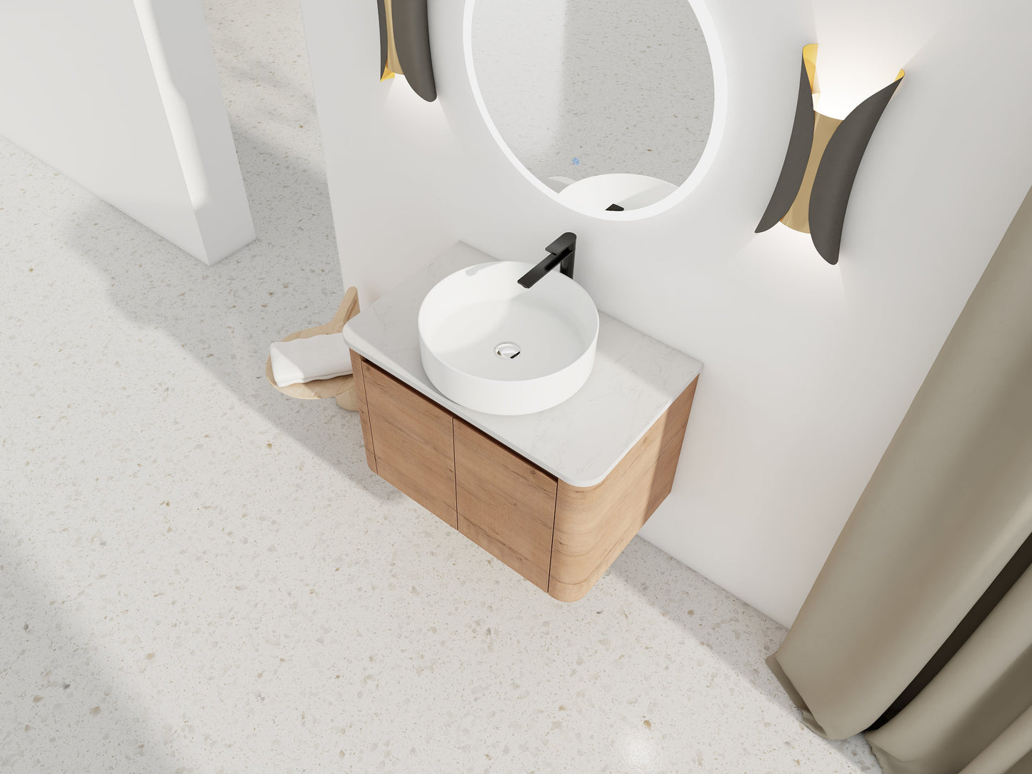 30'' Wall-Mounted Bathroom Vanity With Ceramic Art Sink