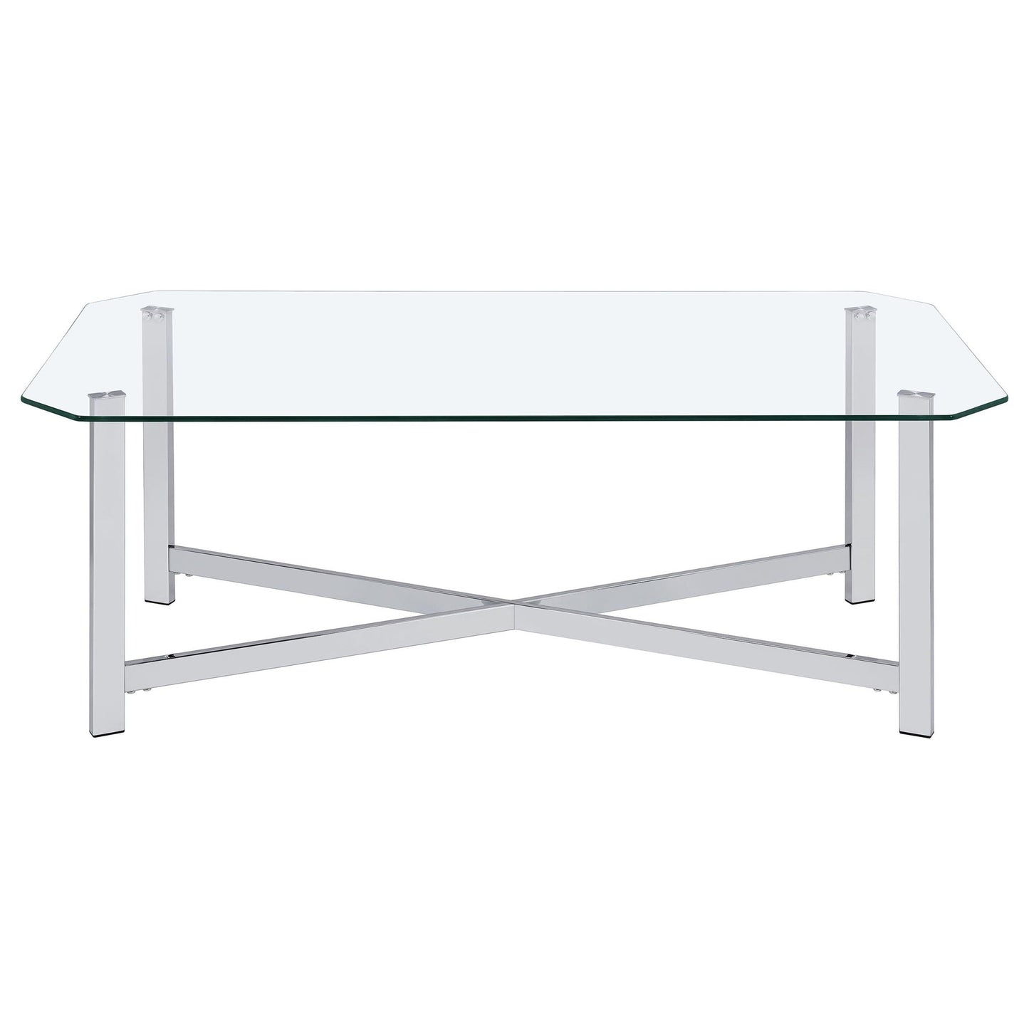Cronin 2-piece Tempered Glass Top Coffee Table Set Chrome