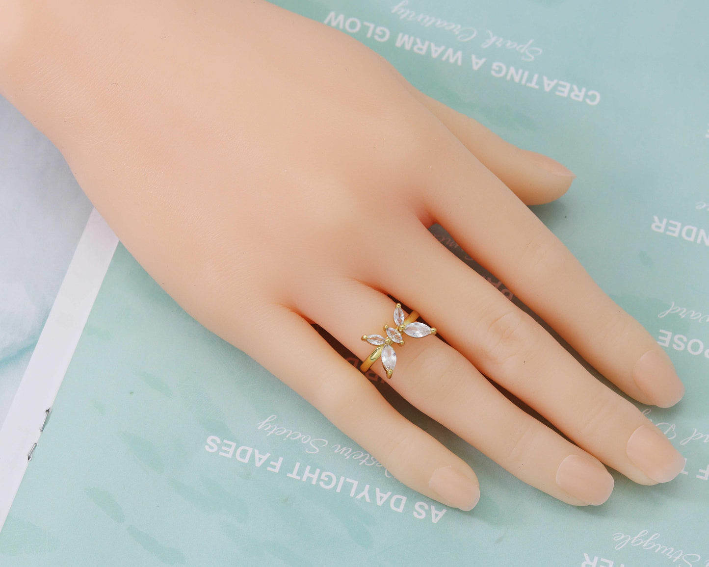 CZ Butterfly Adjustable Ring, Sku#JL99