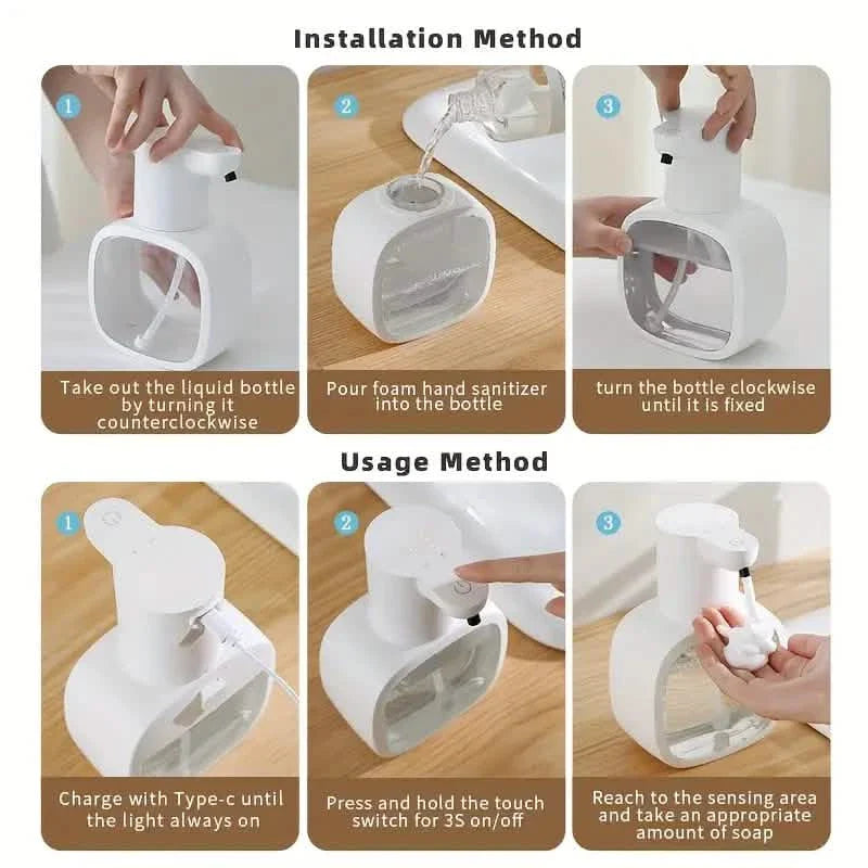 Distributeur Automatique de Savon Mousse – Sans Contact, Rechargeable par USB, Volume Ajustable