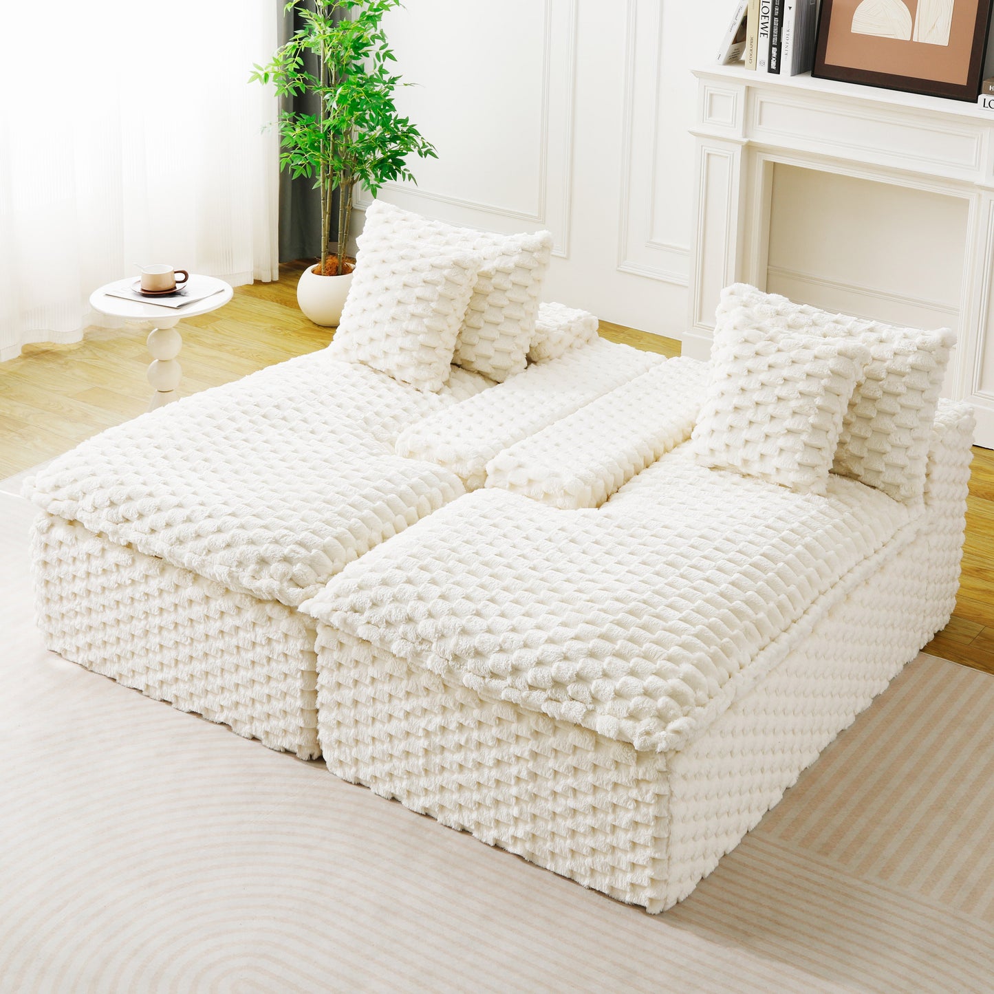White Turtle Velvet Double Chaise Lounge