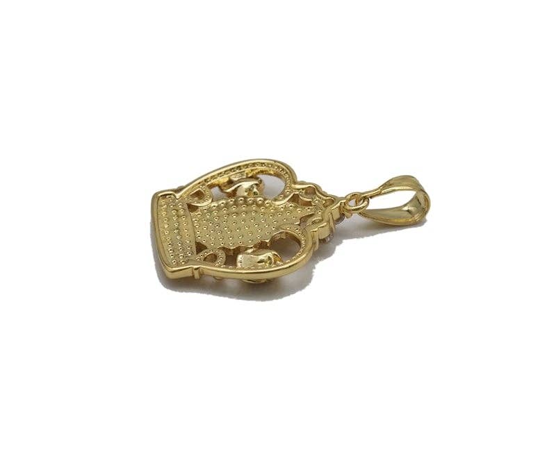 Gold CZ Virgin Mary On Crown Charm, Sku#LK709