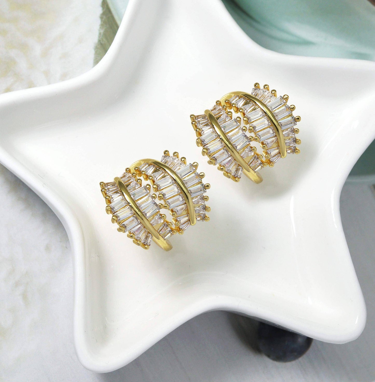 Baguette CZ Wheat Design Statement Ring, Sku#LD334