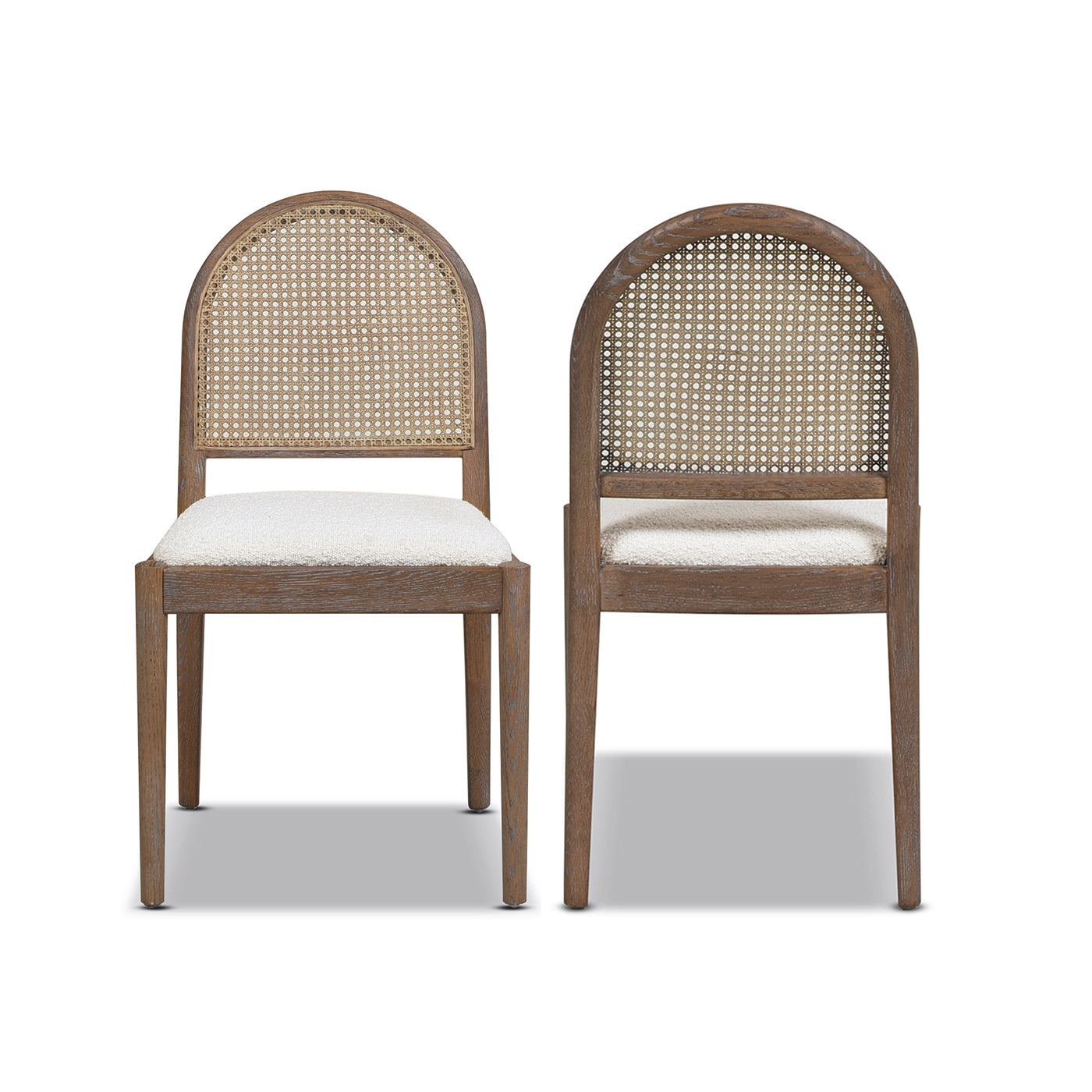 Panama 18.5" Curved Cane Rattan Side Dining Chair, Set of 2