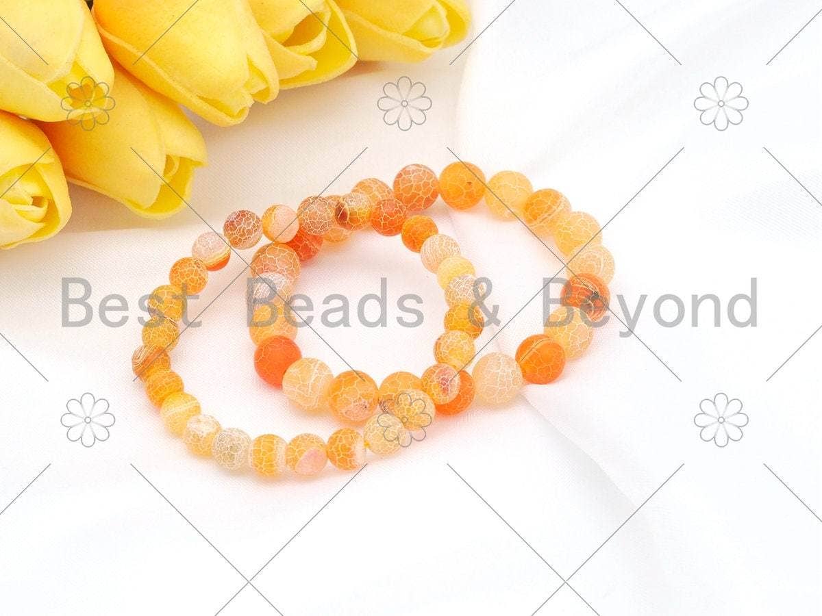 Natural Multicolor/Orange Fire Agate Stretchy Bracelet