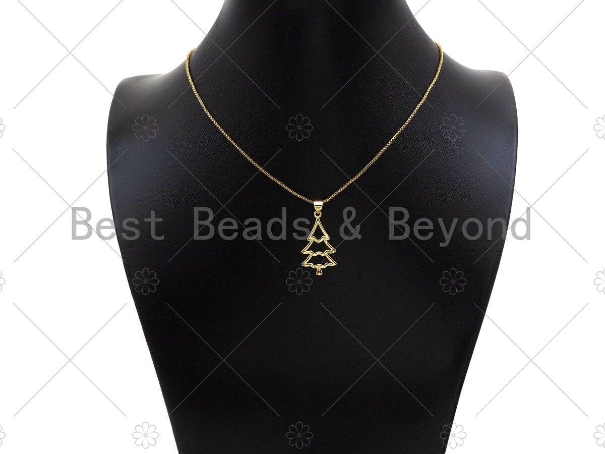 18k Gold Color Christmas Tree Shape Pendant, Dainty Gold Pendant, Christmas Charm, ,27x15mm, Sku#LK205