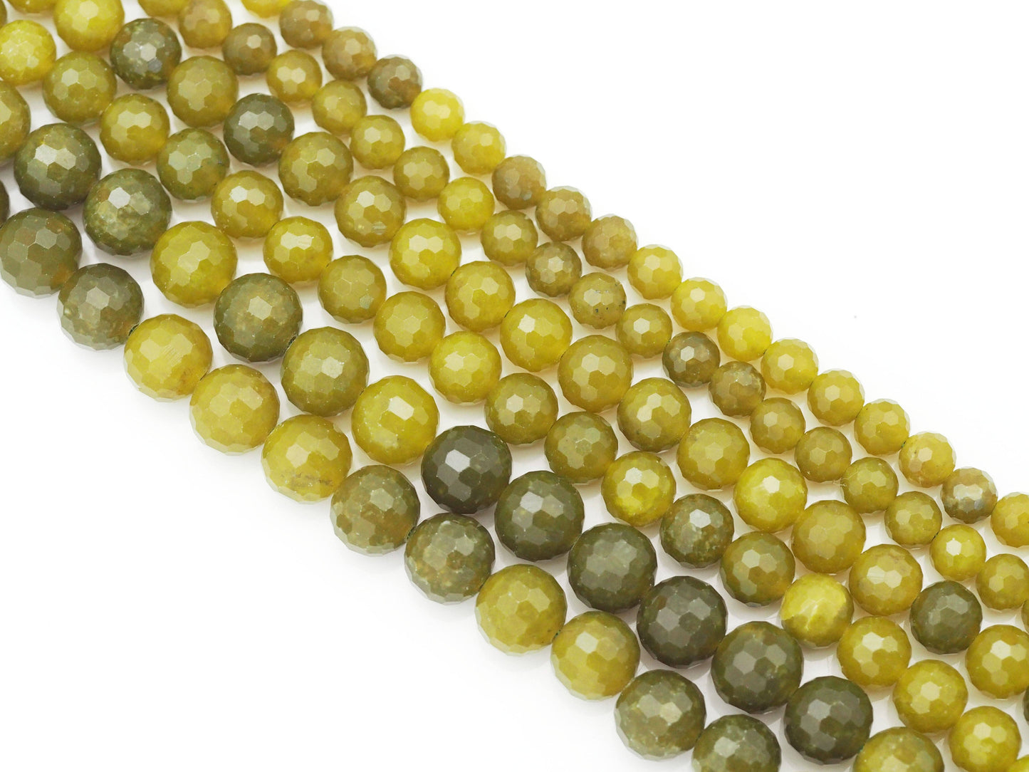 Genuine Olive Jade Round Faceted Beads, Sku#U1433
