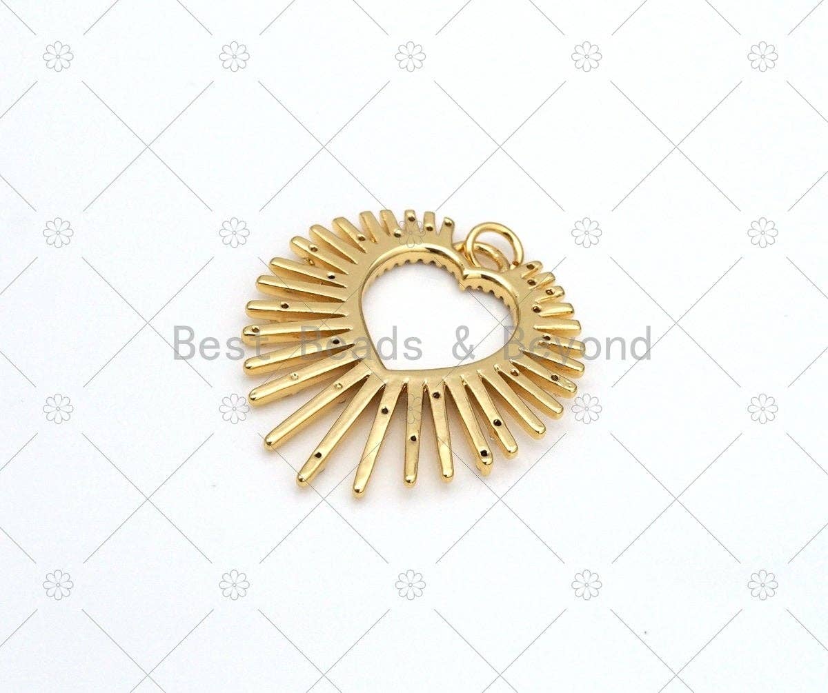 CZ Micro Pave Heart Shape Pendant,18K Gold Filled Heart Charm, Necklace Bracelet Charm Pendant,28x32mm,Sku#F1440
