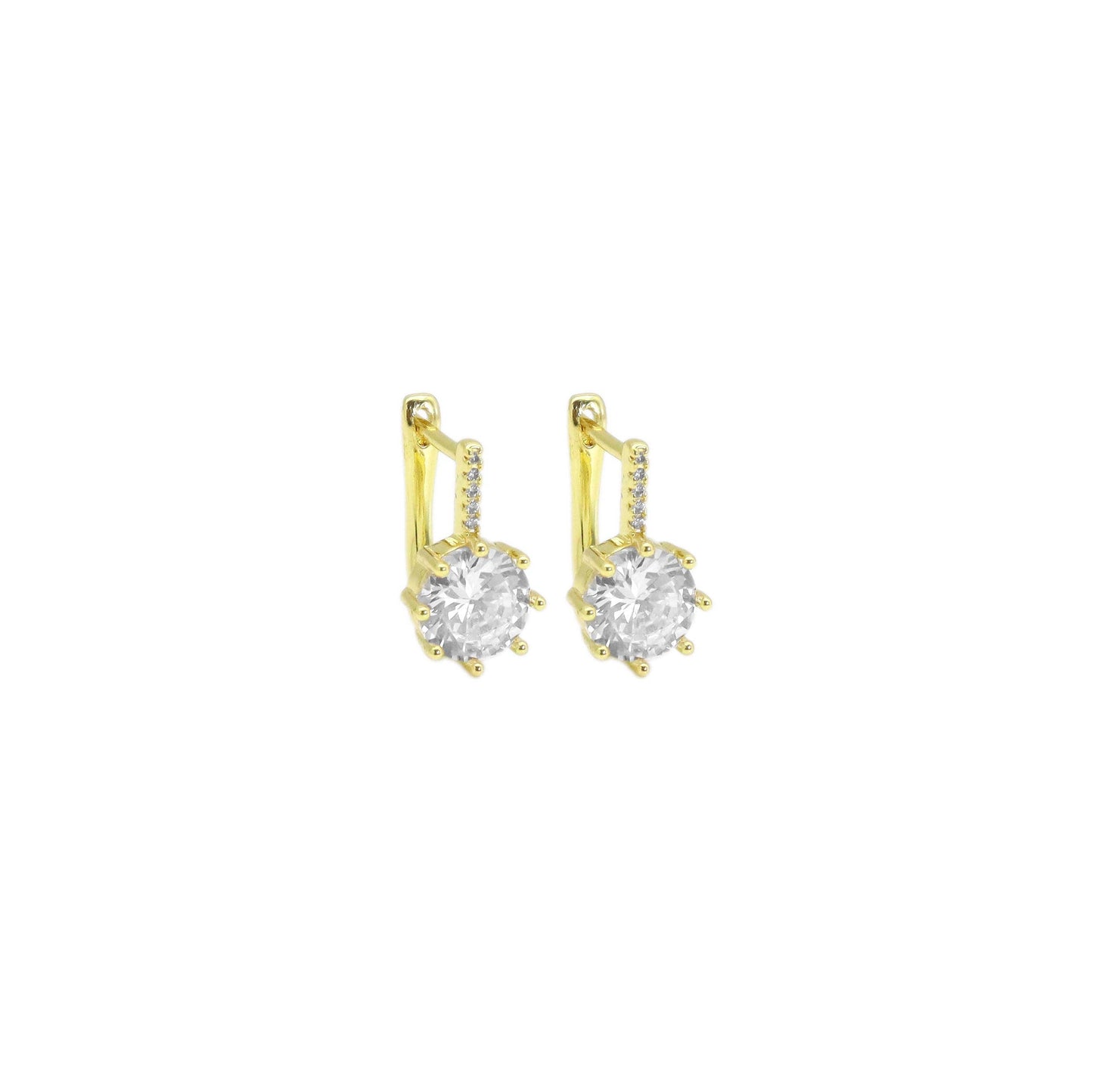 Big Diamond Gold Rectangle Huggie Earrings, Sku#LX438
