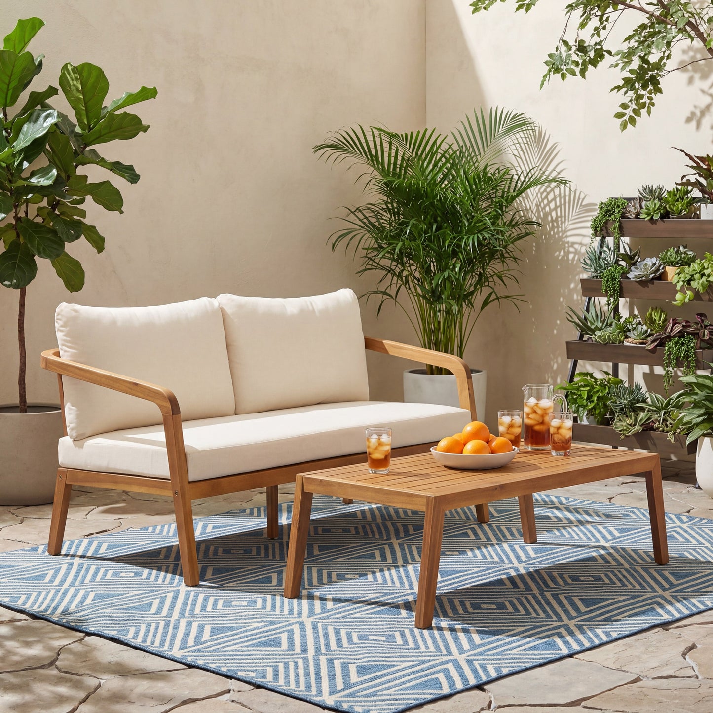 2-Piece Outdoor Loveseat & Coffee Table Set