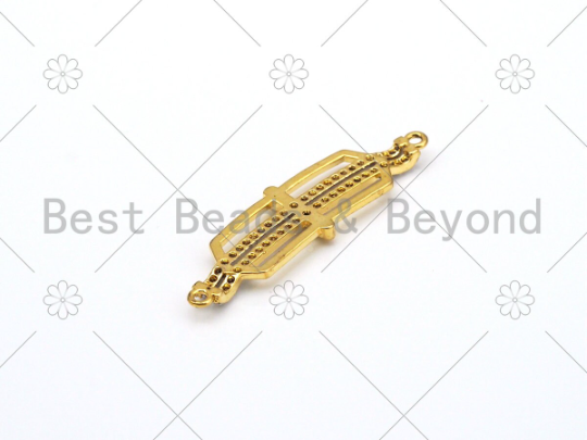 CZ Micro Pave Bow and Arrow Shape Connector, 18K Gold Filled Bow and Arrow Charm, Necklace Bracelet Charm Pendant, 44x12mm, Sku#L619