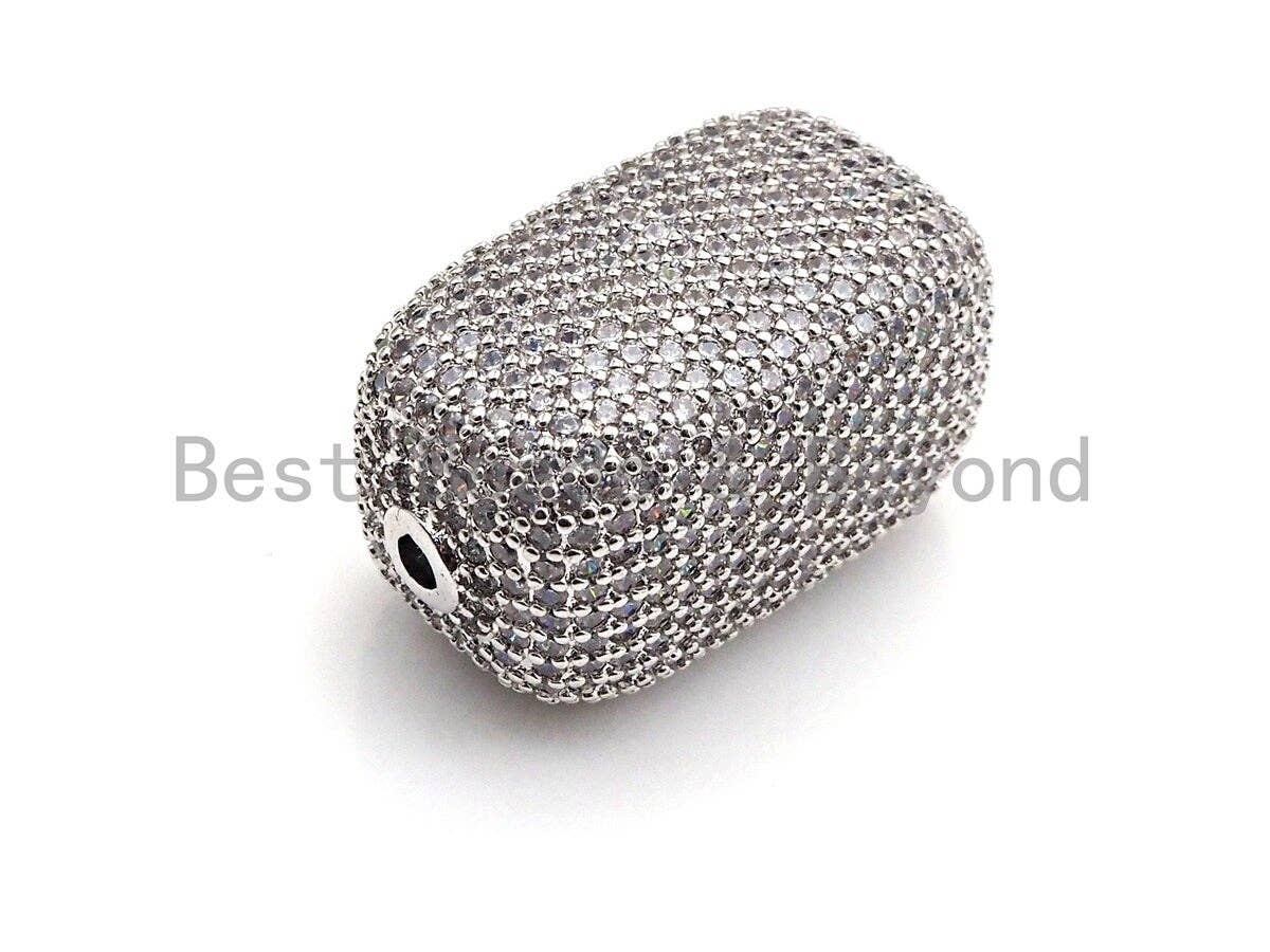 Large CZ Micro Pave Barrel Rectangle Spacer Beads, sku#X145