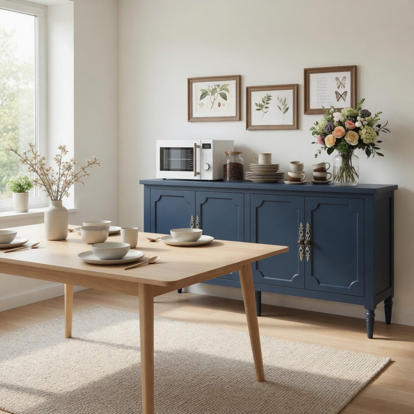 58.9" Blue Buffet Cabinet