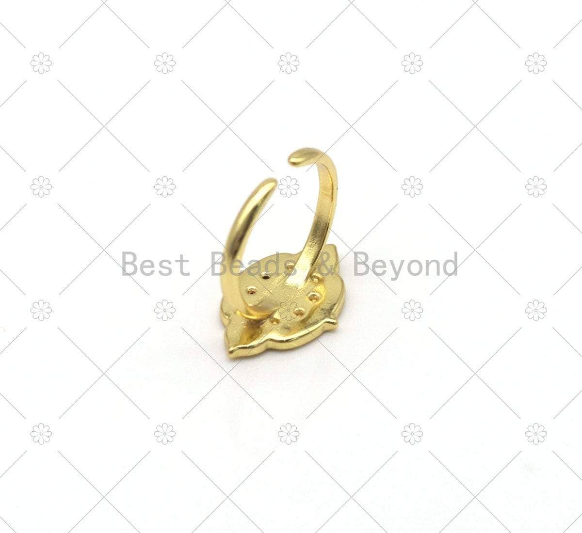 Colorful Enamel Evil Eye On Oval Flower Open Ring,Sku#O84