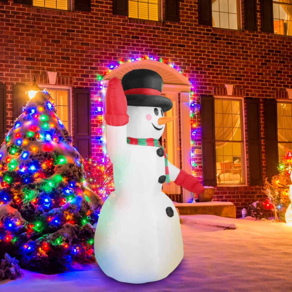 7.9フィート クリスマス用巨大インフレータブル雪だるま LEDライト付き 帽子とマフラー付き