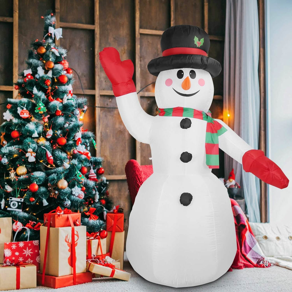 7.9フィート クリスマス用巨大インフレータブル雪だるま LEDライト付き 帽子とマフラー付き