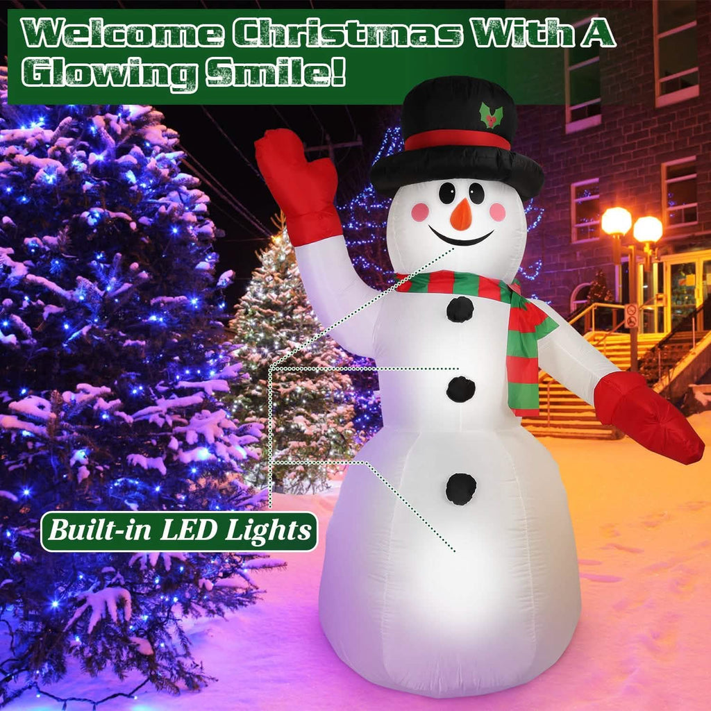 7.9フィート クリスマス用巨大インフレータブル雪だるま LEDライト付き 帽子とマフラー付き