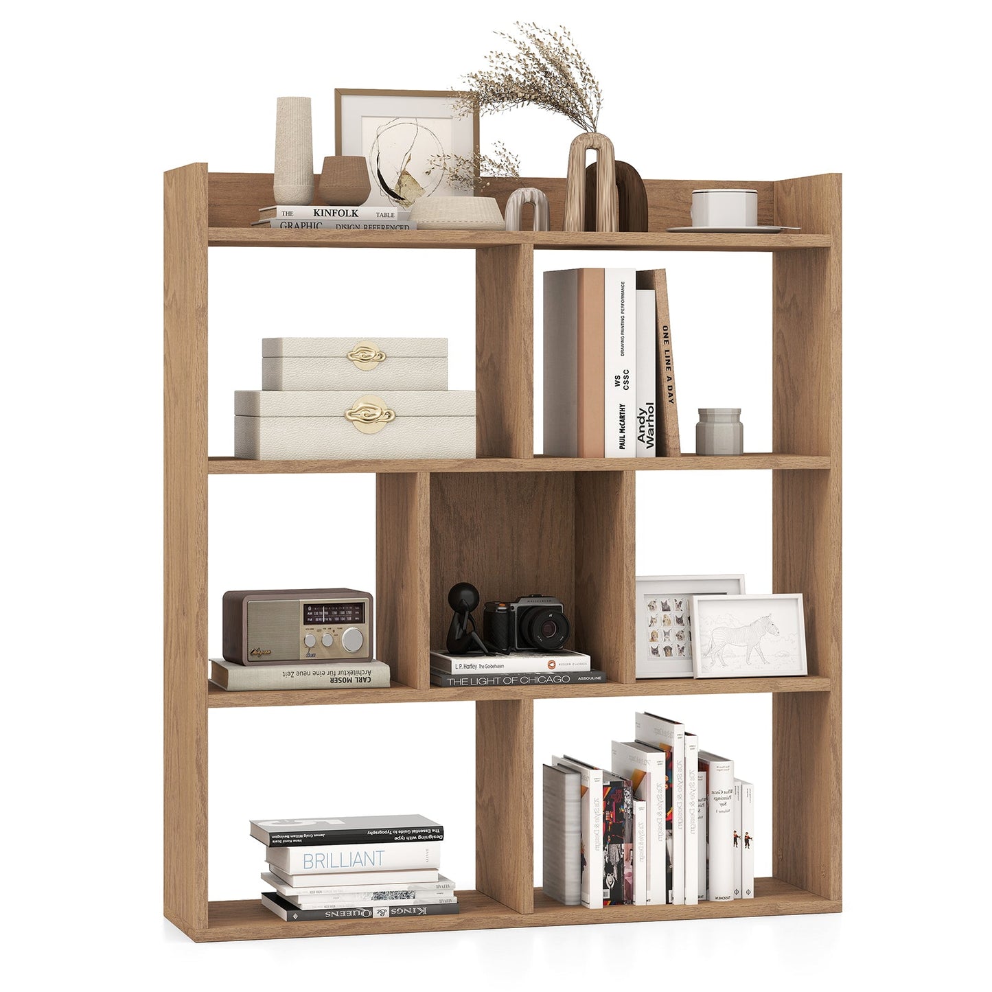 7 Cubes Open-back Bookshelf with Anti-Toppling Devices