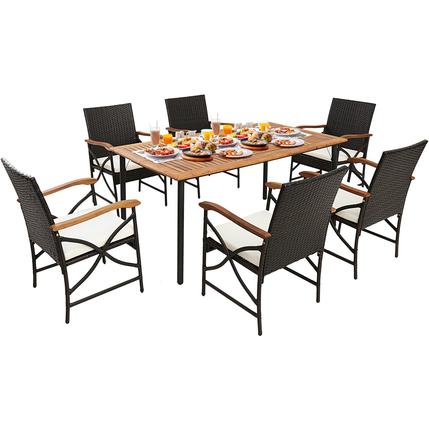 5/7-Piece Outdoor Dining Set with Acacia Wood Table