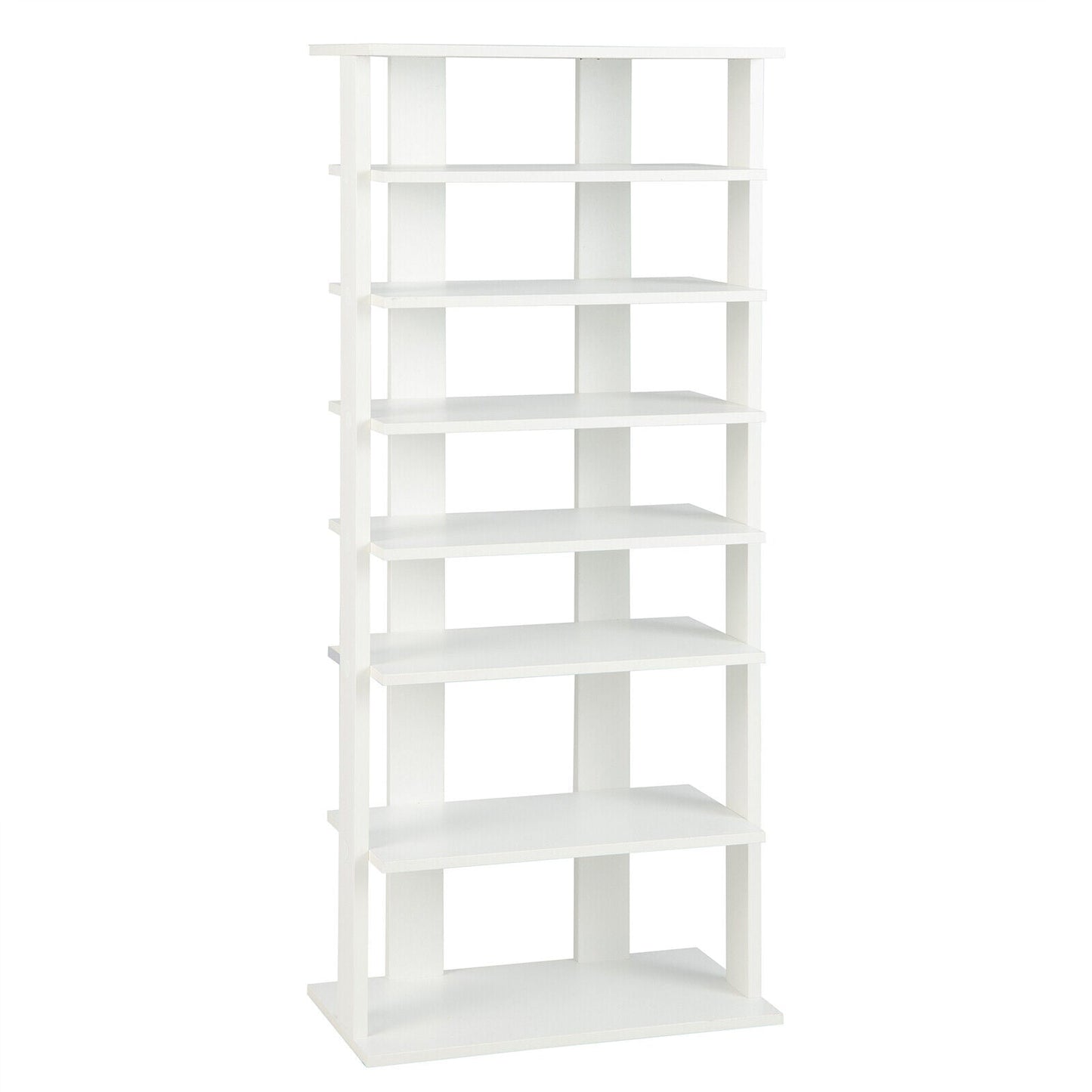7-Tier Dual Shoe Rack Free Standing Shelves Storage Shelves Concise-Black