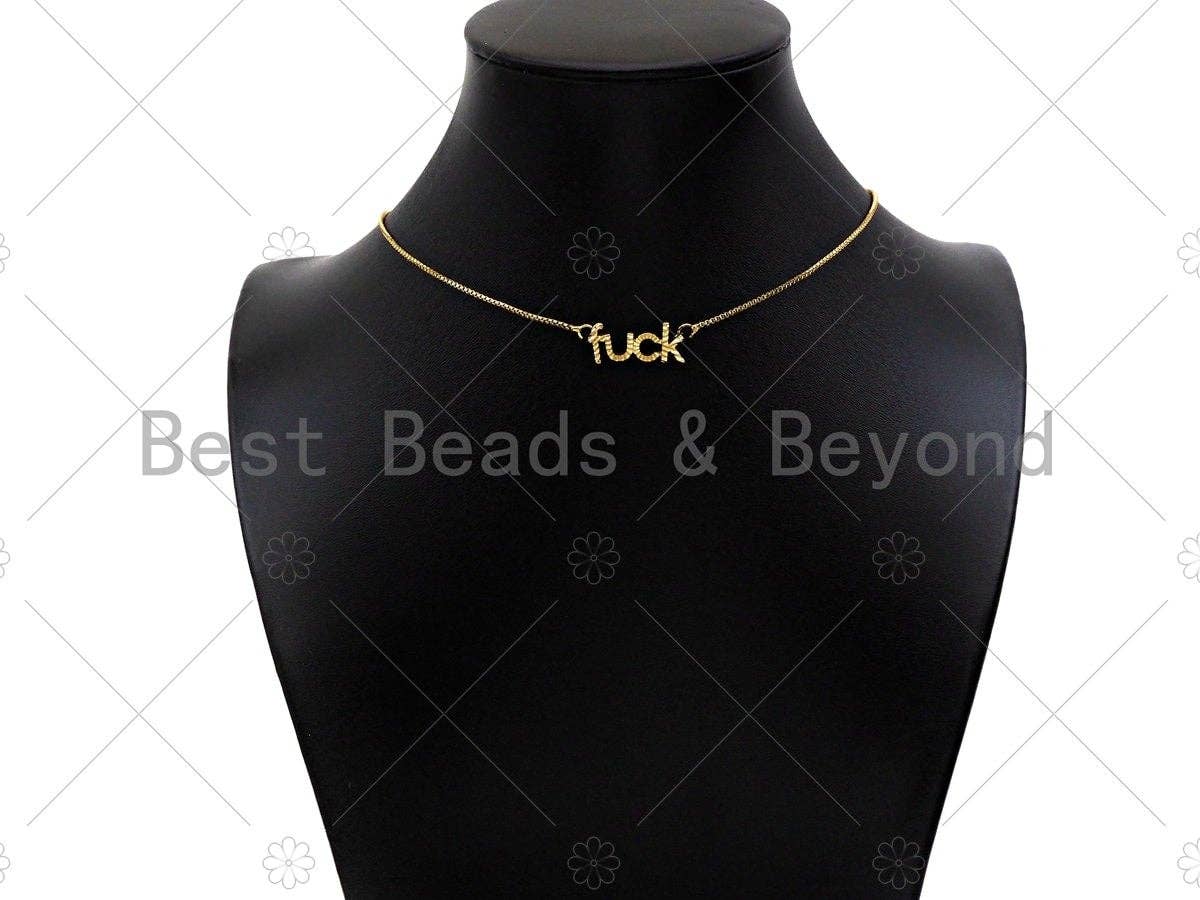 CZ Micro Pave FUCK Word Pendant/Charm,Cubic Zirconia Fuck Charm, 9x20mm, Sku#L472
