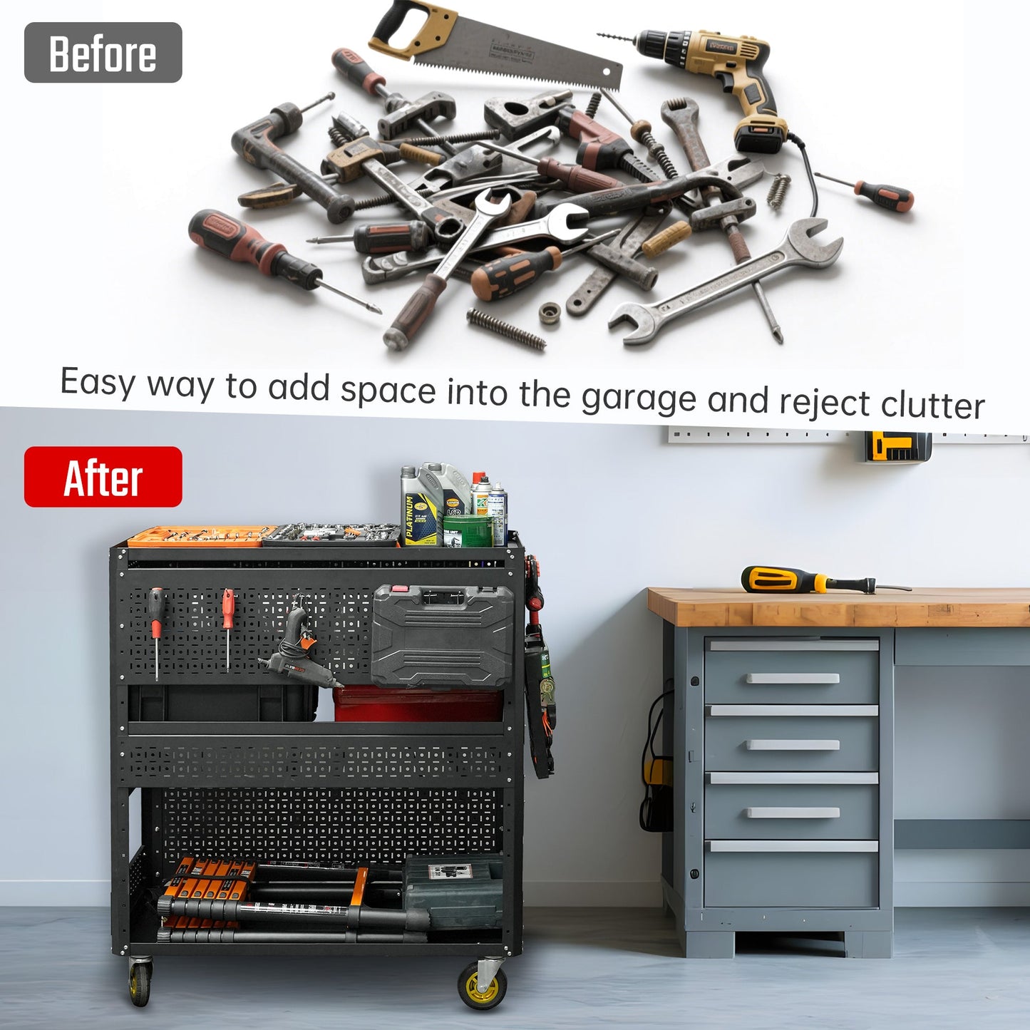 3-Tier DIY Detachable Utility Cart Storage Tool Cart