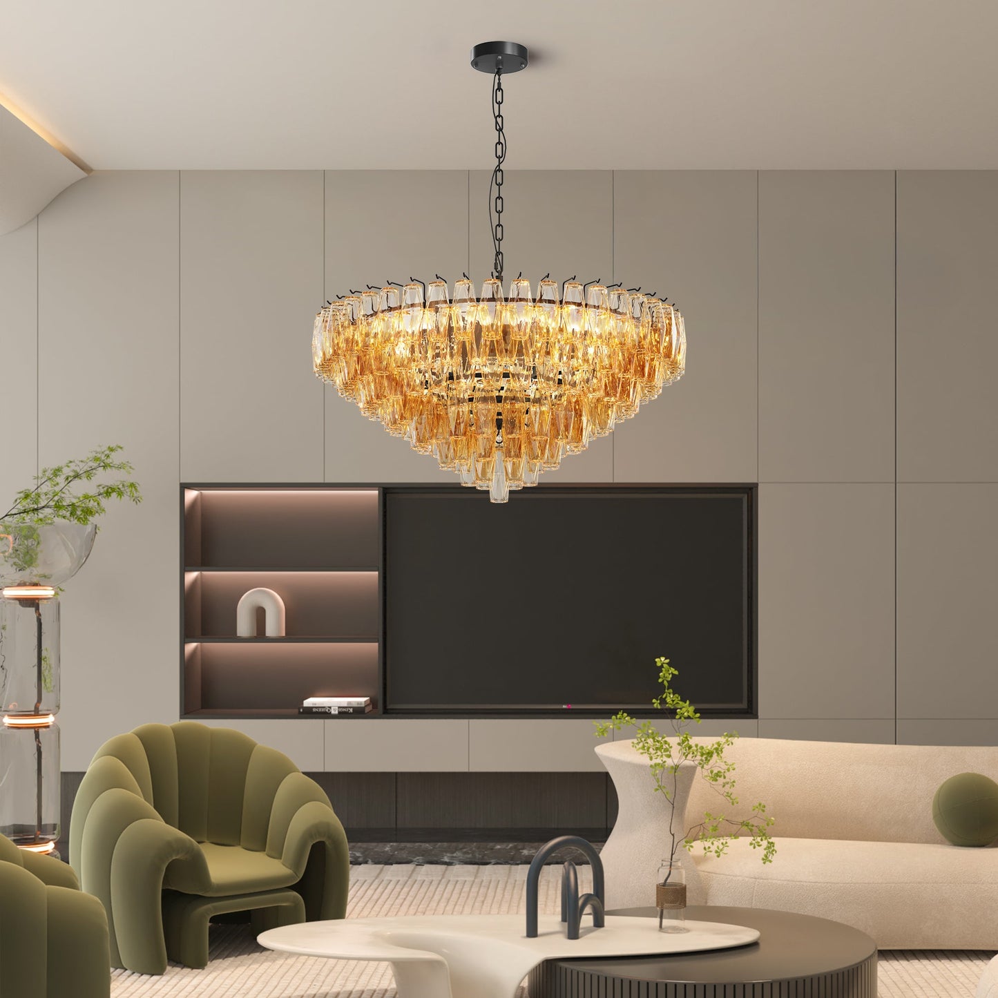 Modern Round Chandelier, 37" Extra Large