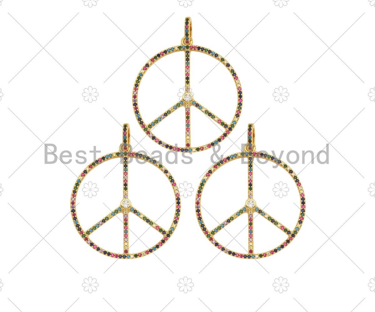 CZ Micro Pave Peace Symbol Pendant/Charm,sku#ML42