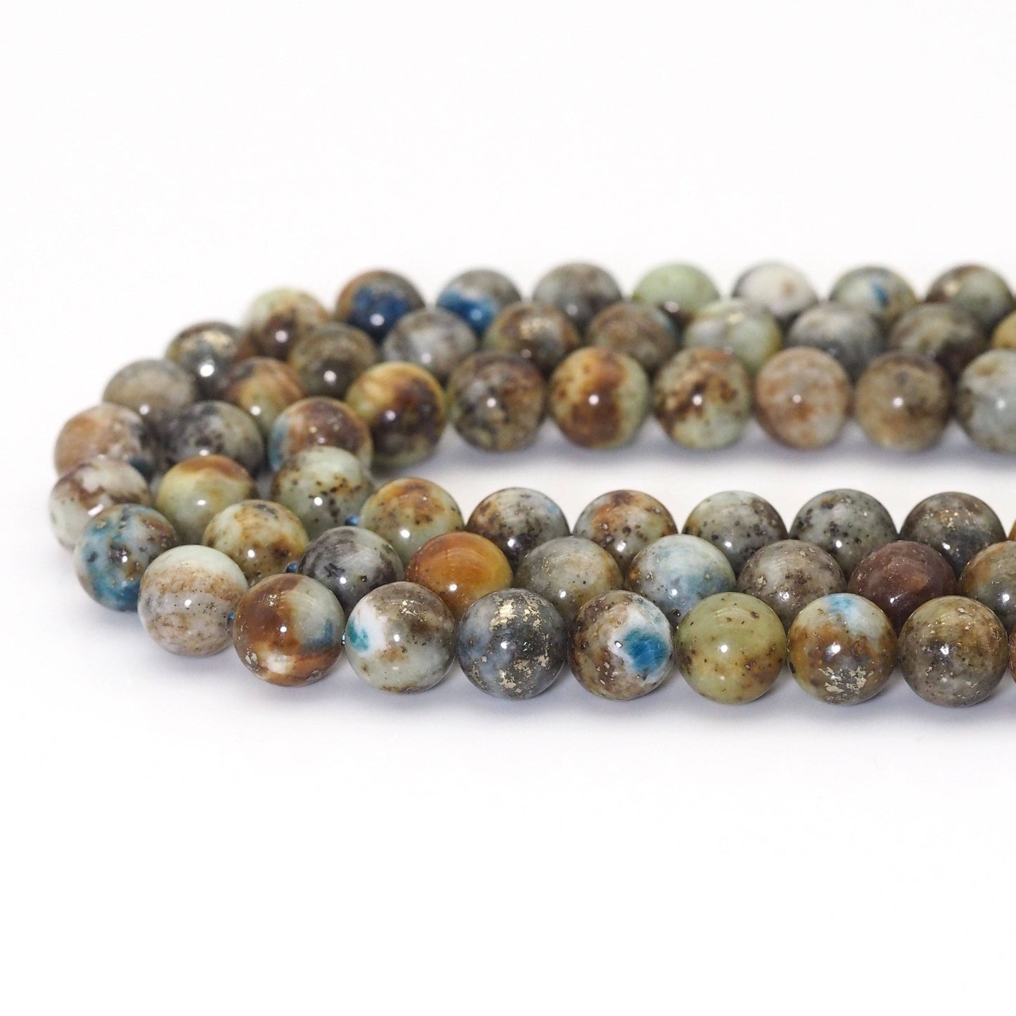 Genuine Brown Blue Azurite, 8m/10mm Round Smooth Beads, Sku#U1625