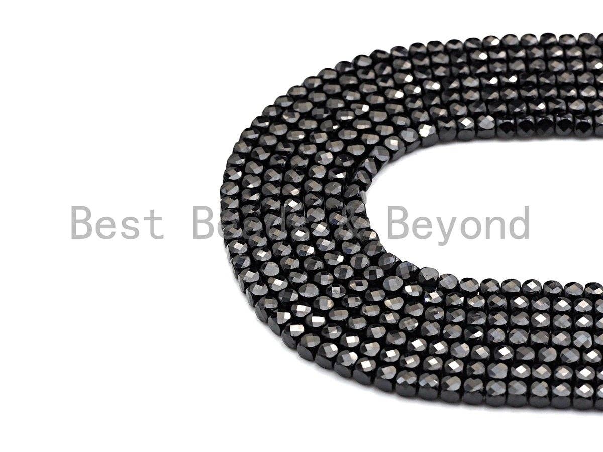High Quality Black Spinel Cube Beads, 4mm Black Spinel Facted Cube Beads, 16" Full strand, sku#U780