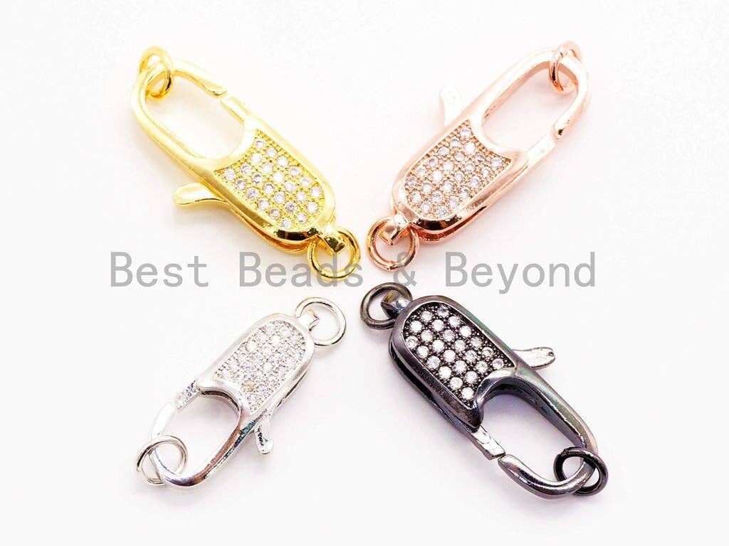 CZ Clear Micro Pave Lobster Claw Clasp, Cubic Zirconia Clasp/Clips/Connecto, sku#H45C