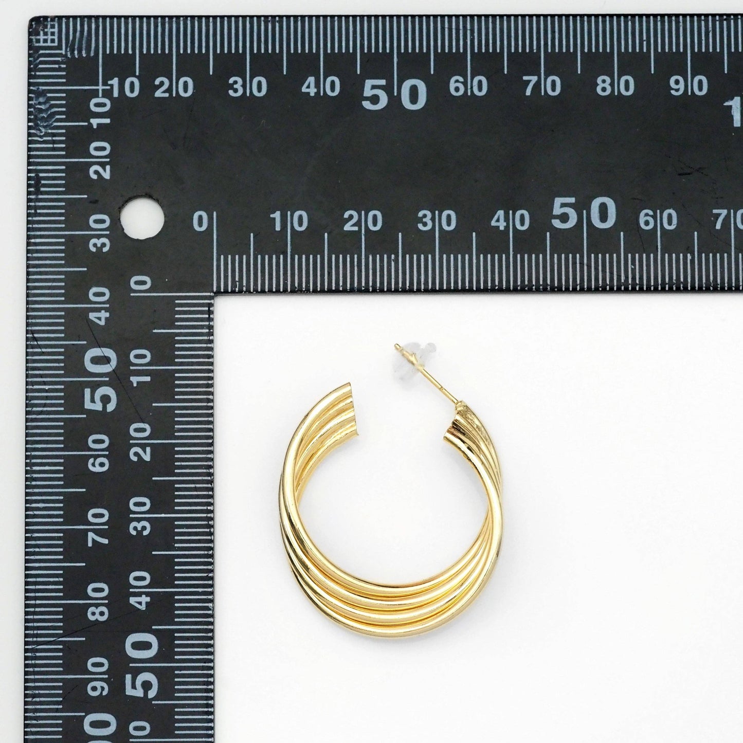 Gold Miltilines Geometry Hoop Earrings, Sku#LK816