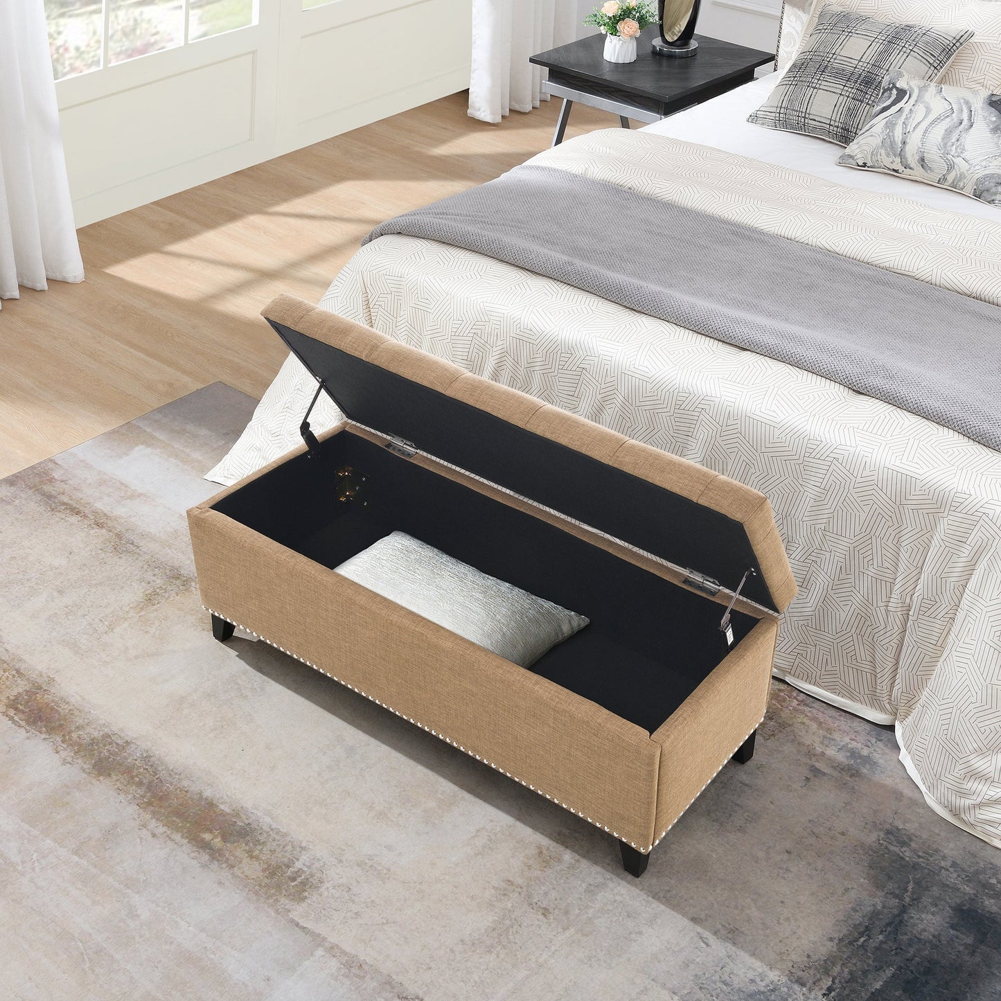 47.5" Storage Ottoman with Safety Close Hinge