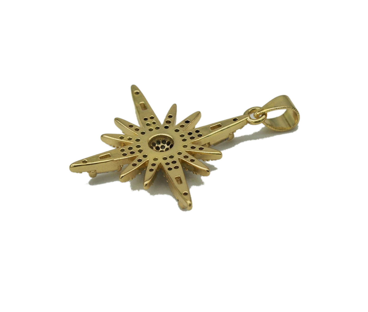 Gold Green CZ North Star Charm, Sku#LK661