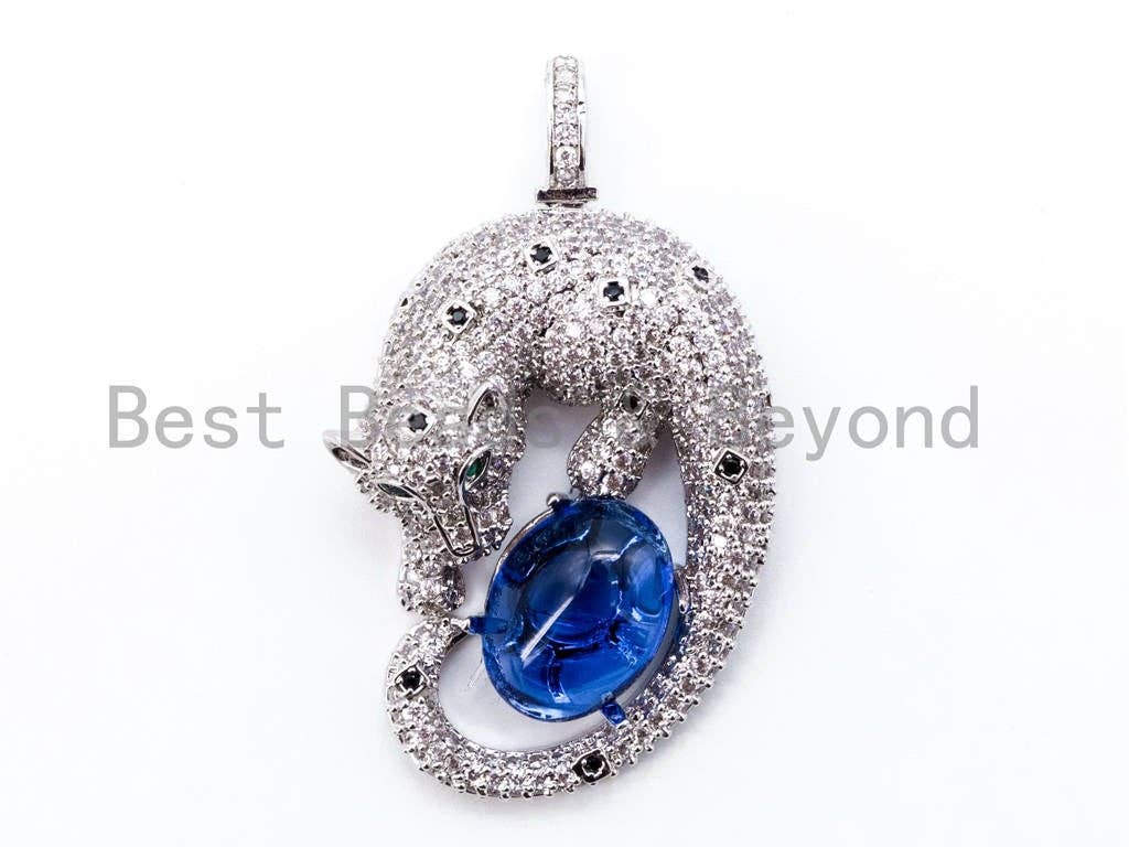 CZ Micro Pave Leopard with Big oval stone, SKU#L239