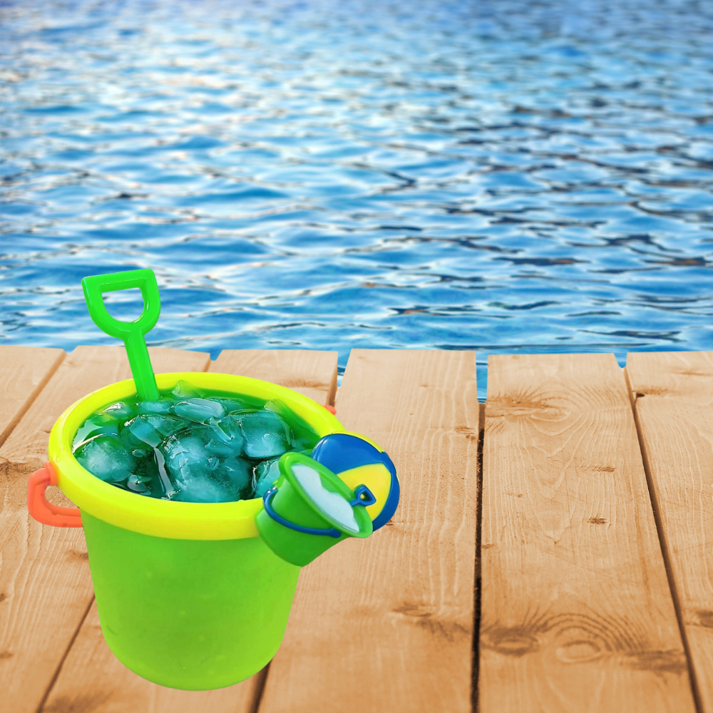 Oasis Supply, verrerie et articles de bar en plastique – Ensemble à boisson « seau de plage », seau, pelle et 2 anneaux de plage – 6 ensembles