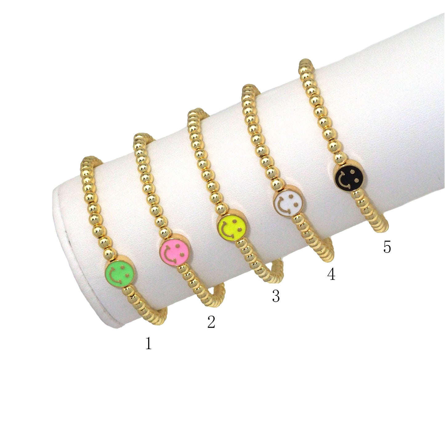 4mm Gold Hematite Smiley face bracelet, sku#EF148