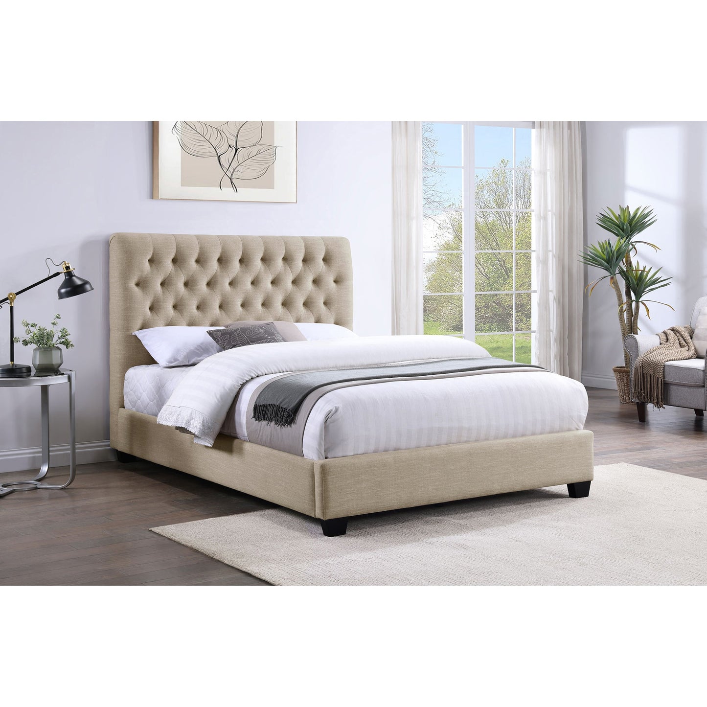 Saintes Tufted Upholstered Full Wingback Bed