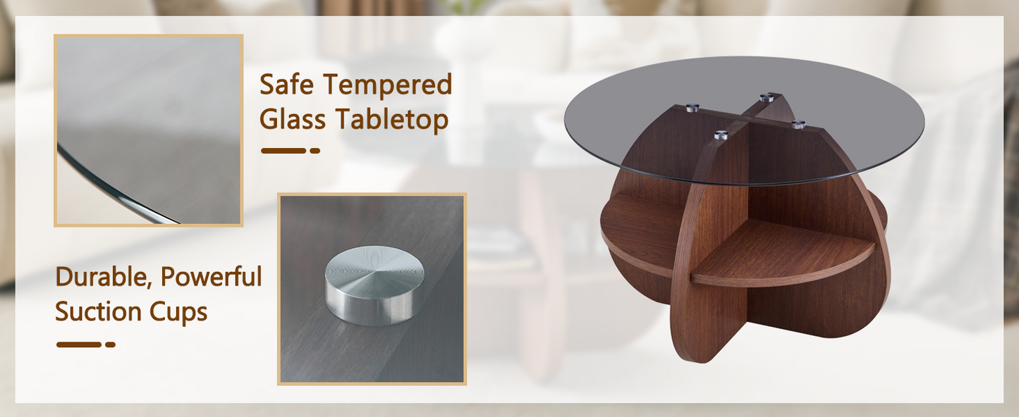 Creative Cross-Structure Round Coffee Table