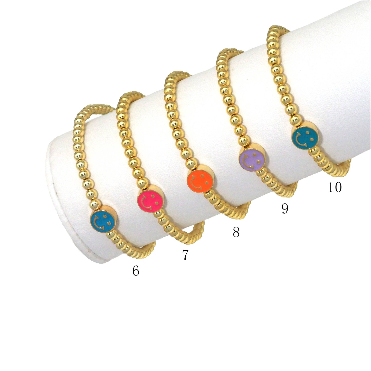 4mm Gold Hematite Smiley face bracelet, sku#EF148