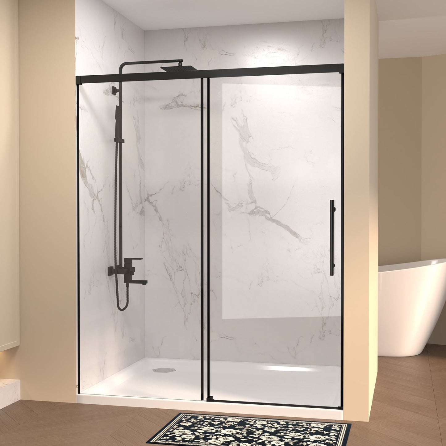 48" W × 72" H Single Sliding Shower Door
