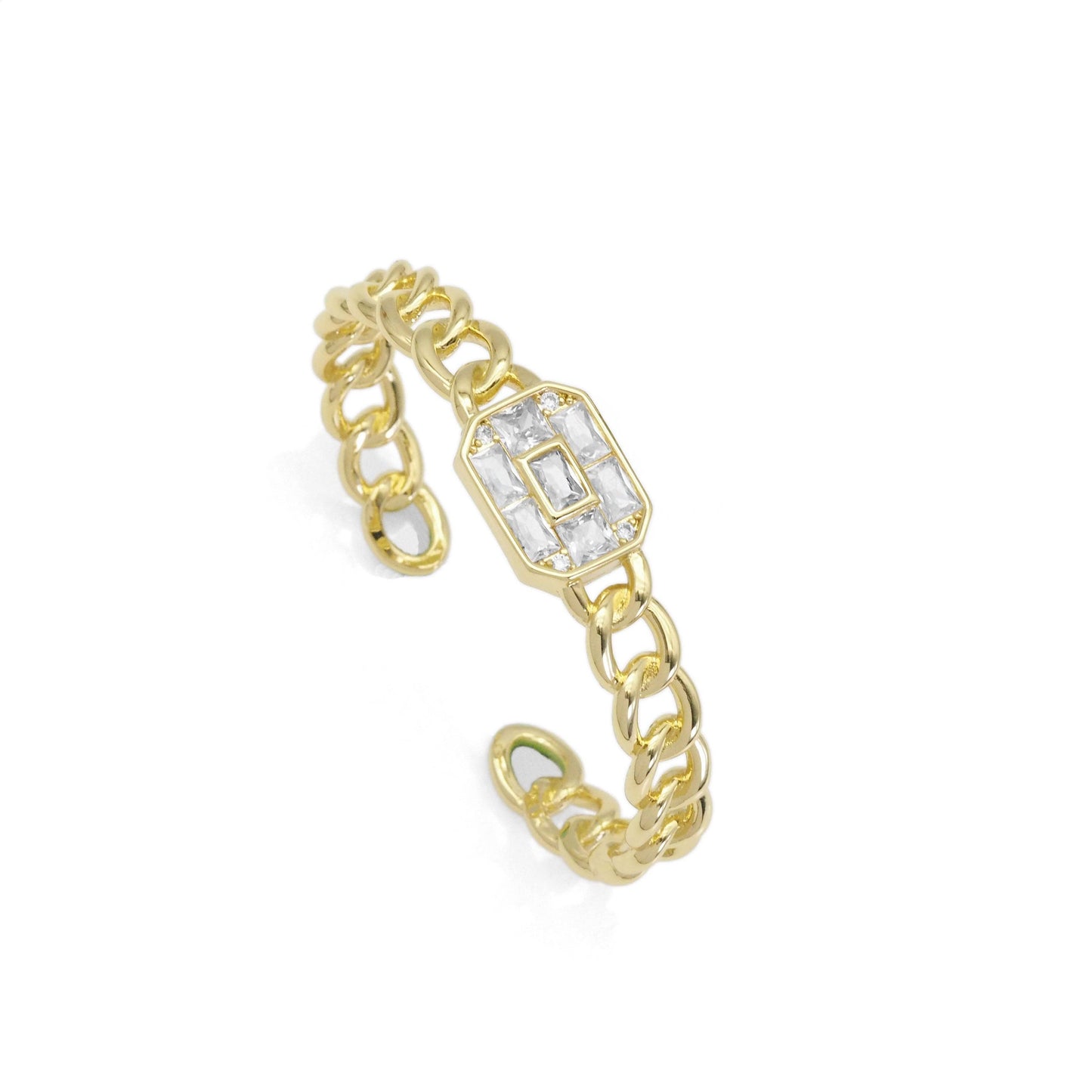 Rectangle CZ Link Adjustable Bracelet, Sku#Y831