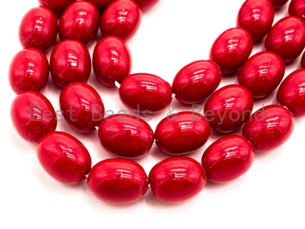 Red Natural Mother of Pearl beads,10x13mm Pearl Oval beads, Loose Oval Smooth Pearl Shell Beads, 16inch strand, SKU#T90